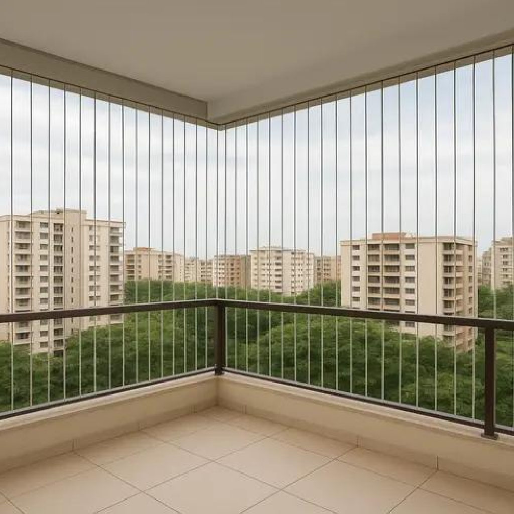 Invisible grill on apartment balcony